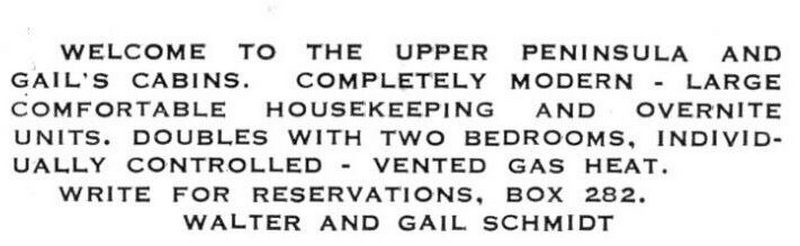 Gails Cabins - Vintage Postcard (newer photo)